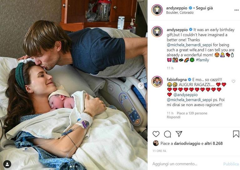 Il post su Instagram con cui Andreas Seppi annuncia di essere papà