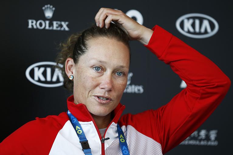 L'australiana Sam Stosur, ex n.4 del mondo, in conferenza stampa a Melbourne Park, lo Slam di casa
