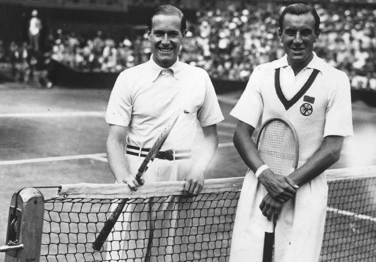 Fred Perry, a destra, con il barone Gottfried Von Cramm