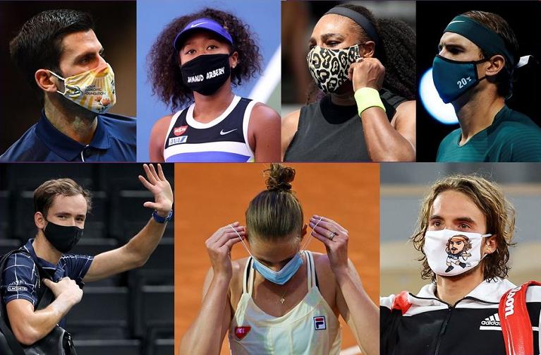 Le mascherine di Djokovic, Osaka, Serena, Nadal, Medvedev, Pliskova e Tsitsipas