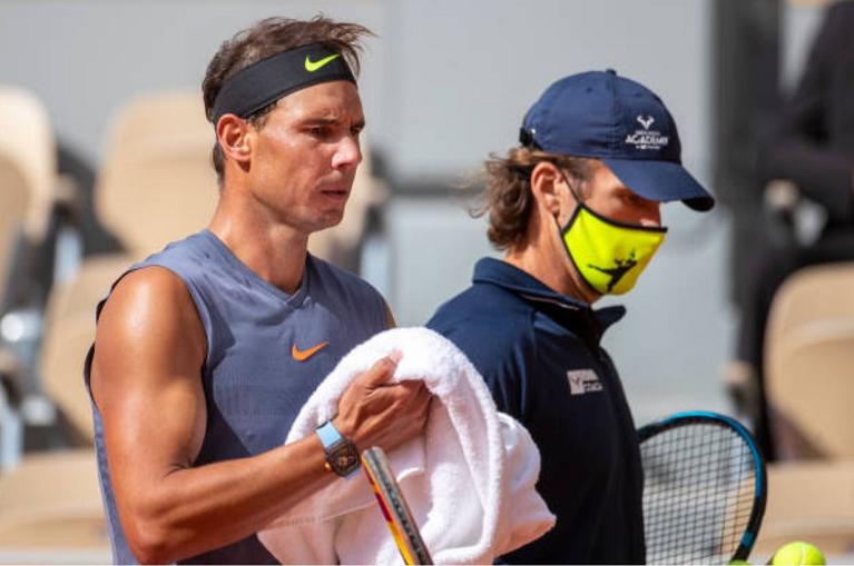 Rafael Nadal con il coach Carlos Moya