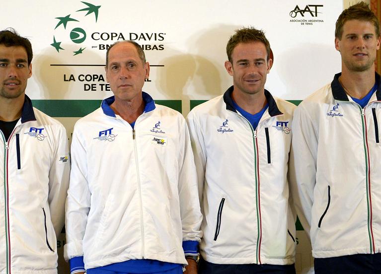 La squadra azzurra in Argentina con Barazzutti capitano e Voandri giocatore insieme a Fognini Seppi e Bolelli