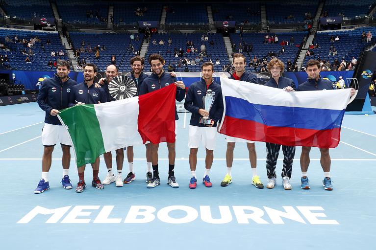 Italia e Russia alla premiazione finale della ATP Cup