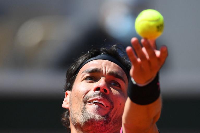 Fabio Fognini al servizio (foto Getty Images)