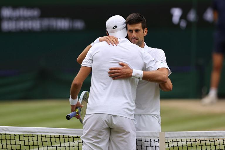 Matteo Berrettini e Novak Djokovic Wimbledon