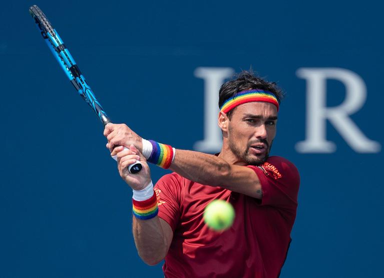 Fabio Fognini colpisce di rovescio