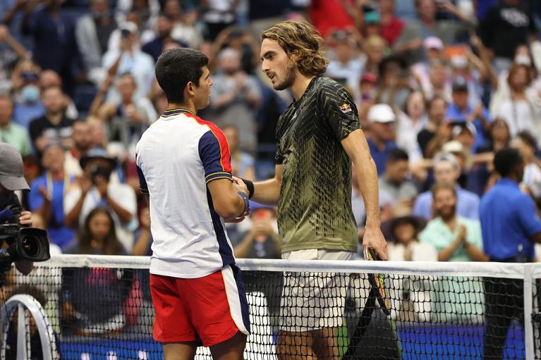Carlos Alcaraz e Stefanos Tsitsipas US Open