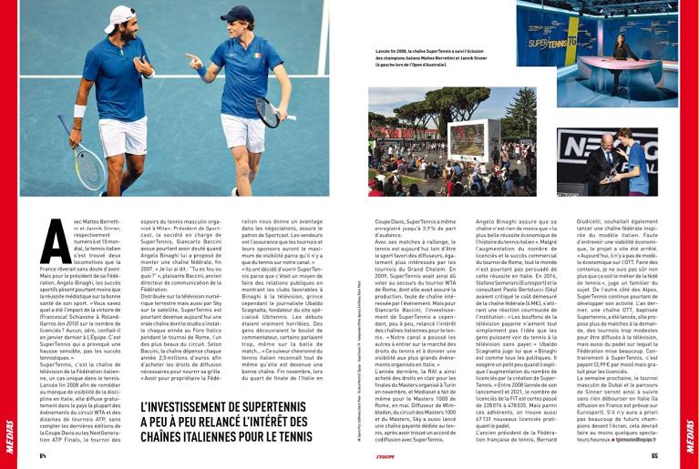 L'articolo che il magazine dell'Equipe dedica a SuperTennis