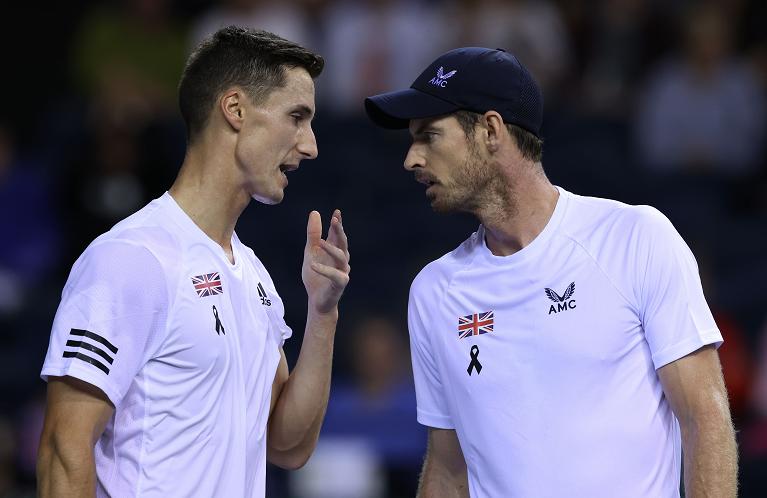 Joe Salisbury e Andy Murray hanno ceduto 7-5 al terzo set il doppio decisivo contro gli statunitensi Ram e Sock (Foto Getty Images)