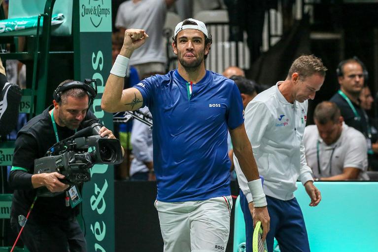 Matteo Berrettini ha conquistato il punto della vittoria sulla Croazia (foto Sposito)