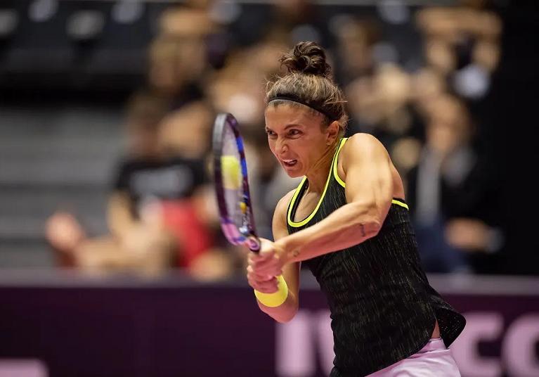 Sara Errani in azione (foto WTA Lione website)
