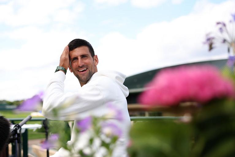 Novak Djokovic durante il media day a Wimbledon (Getty Images)