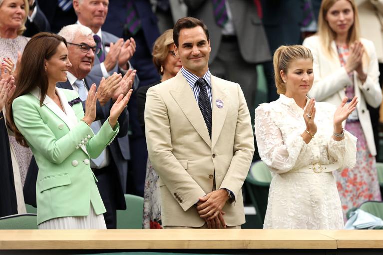Catherine, Principessa del Galles, insieme a Roger Federer ed alla moglie Mirka nel 