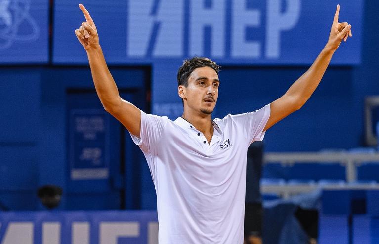 Lorenzo Sonego esulta (foto FB Plava Laguna Croatian Open Umago)