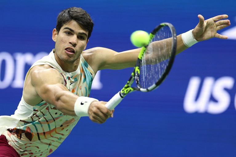 Carlos Alcaraz in azione allo US Open (Getty Images)