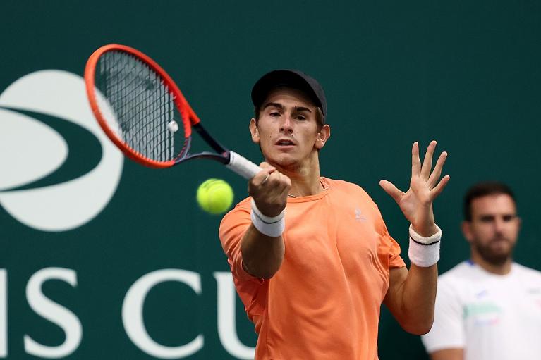 Coppa Davis, Matteo Arnaldi in allenamento (Foto Giampiero Sposito)