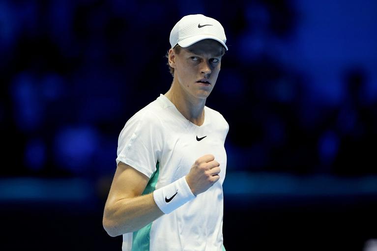 Un'esultanza di Jannik Sinner alle Nitto ATP Finals 2023 (Foto Sposito/FITP)