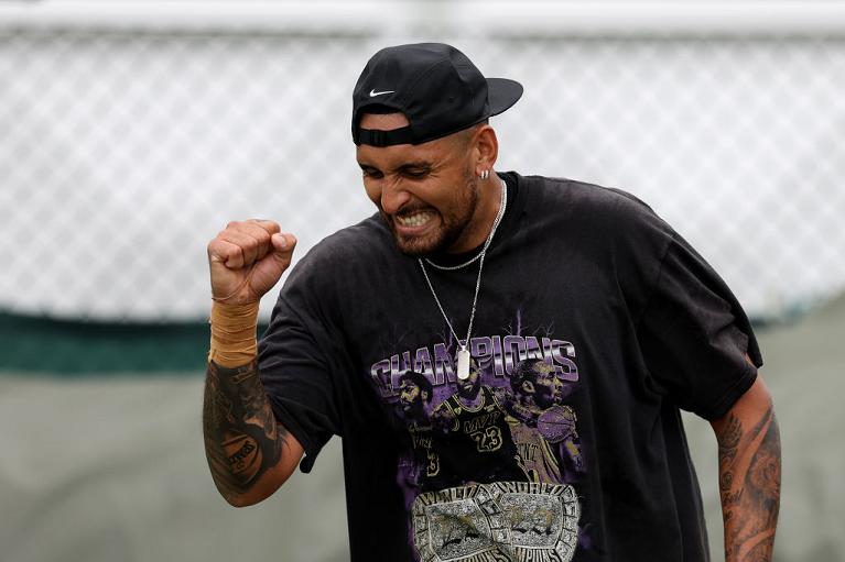 Nick Kyrgios in allenamento a Wimbledon (Getty Images)