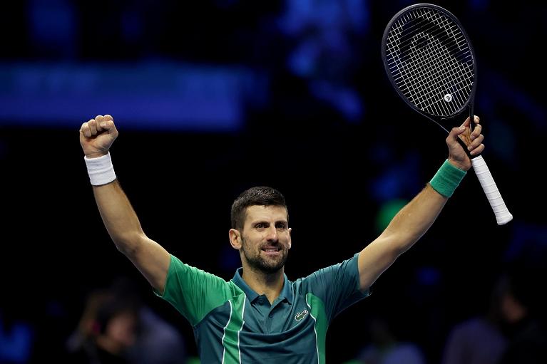 Novak Djokovic esulta (foto Sposito/FITP)