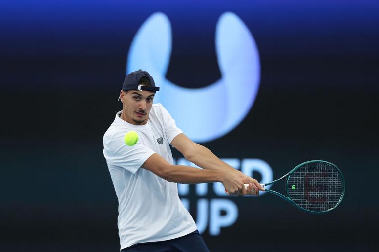 Lorenzo Sonego in allenamento in United Cup (Getty Images)