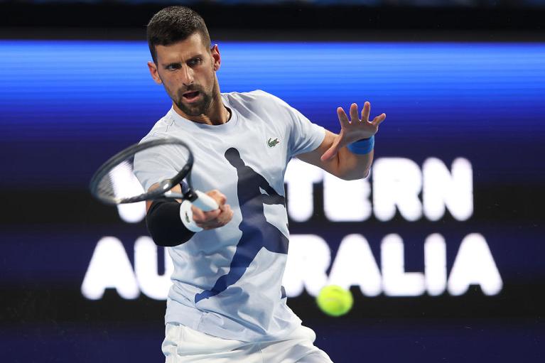 Novak Djokovic in allenamento in United Cup (Getty Images)