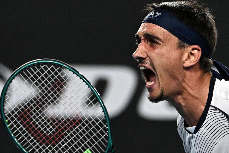 L'urlo di gioia di Lorenzo Sonego all'Australian Open (Getty Images)