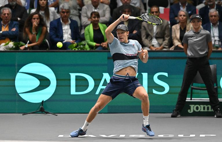 Leo Borg in azione in Coppa Davis (Foto Getty Images per ITF)