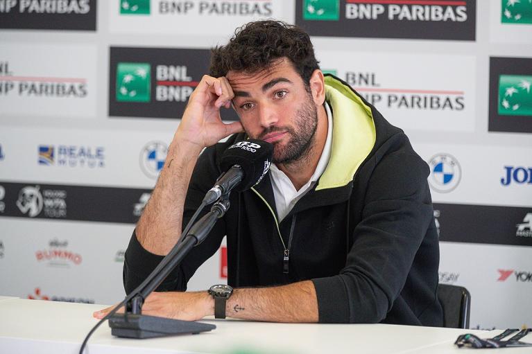 Matteo Berrettini in conferenza stampa al Foro Italico (Foto Maiozzi/FITP)