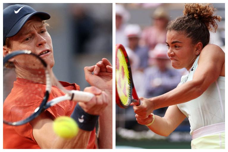 Jannik Sinner e Jasmine Paolini in azione (Getty Images)