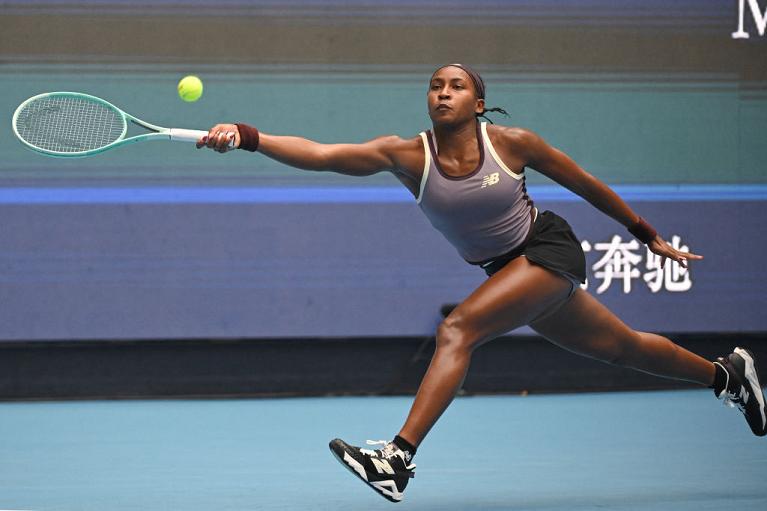 Un recupero di diritto in allungo di Coco Gauff (foto Getty  Images)