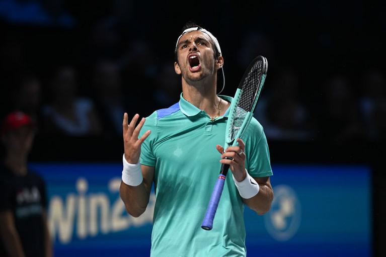 La rabbia di Lorenzo Musetti (foto Getty Images)