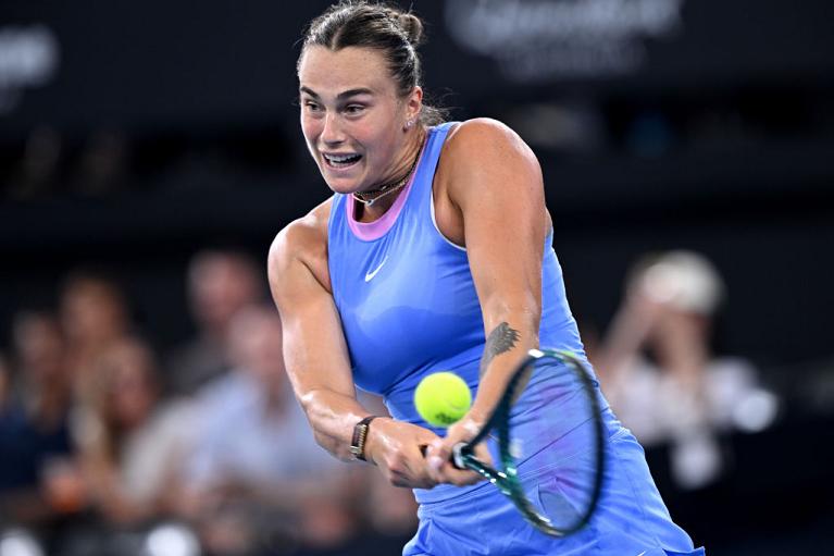 Un primo piano di Sabalenka con il suo rovescio (Getty Images)