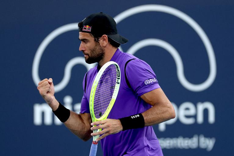 Un'esultanza di Matteo Berrettini a Miami (Getty Images)