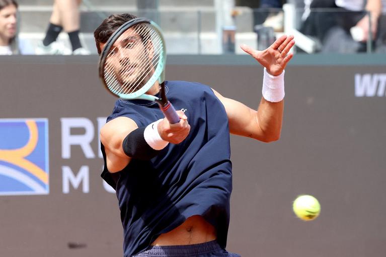 Musetti in allenamento al Foro Italico nel 2025 (Foto FITP)