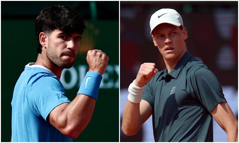 Carlos Alcaraz e Jannik Sinner a Monte-Carlo (immagini Getty Images)
