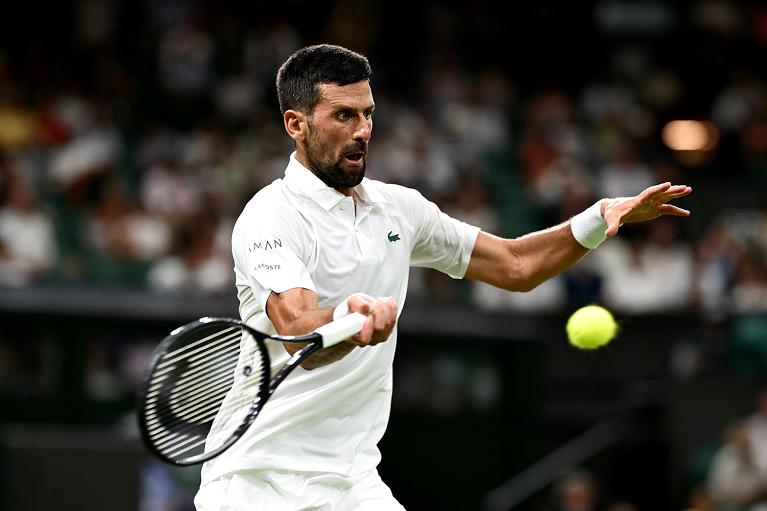 Djokovic in azione col dritto (Getty Images)