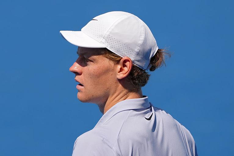 Un primo piano di Jannik Sinner a Cincinnati (Getty Images)