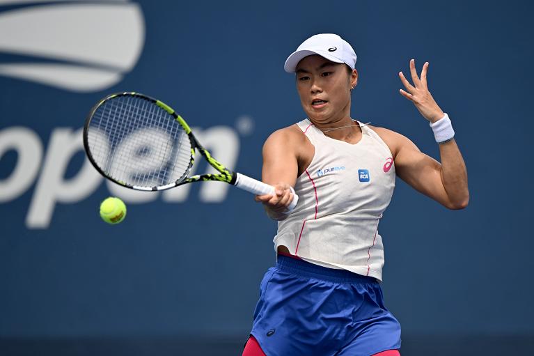 Janice Tjen in azione allo US Open (Foto USTA)