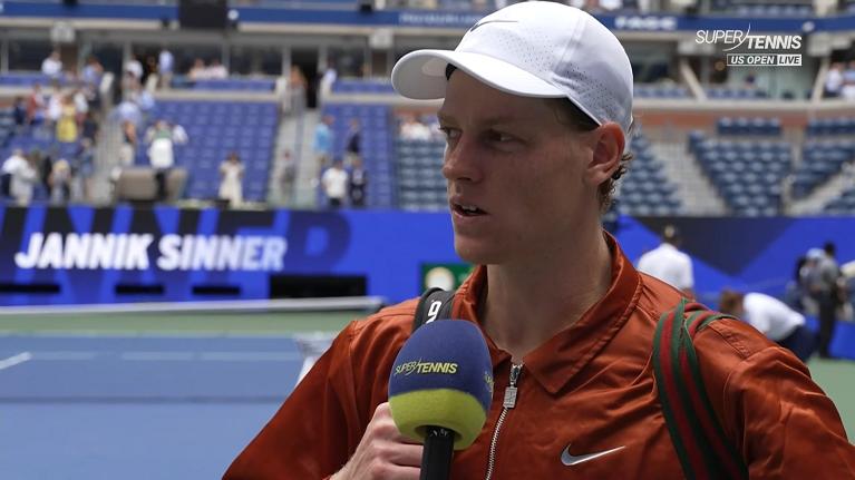 US Open, un fotogramma dell'intervista a Jannik Sinner su SuperTennis