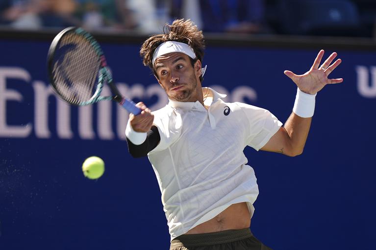 Lorenzo Musetti in azione allo US Open (Foto USTA)