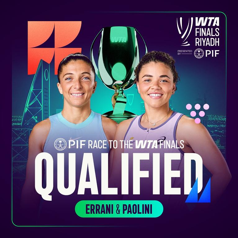 Sara Errani e Jasmine Paolini alle WTA Finals di Riyadh 2025 (foto profilo X WTAtour)