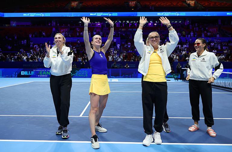 La gioia della nazionale ucraina in Billie Jean King Cup (Getty Images)