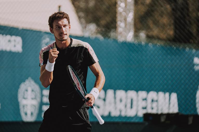 L'esultanza di Pablo Carreno Busta al Challenger di Olbia (Foto Serafini)