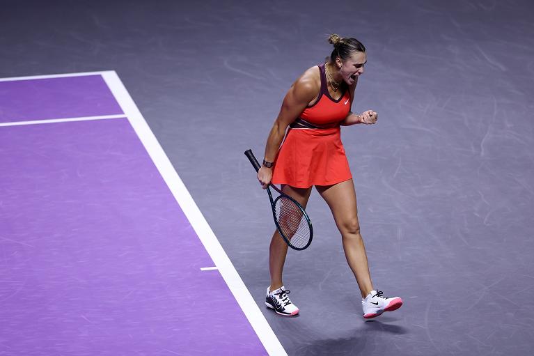 Un'esultanza di Aryna Sabalenka (foto Getty Images)