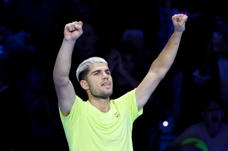 L'esultanza di Carlos Alcaraz alle Nitto ATP Finals (Foto FITP)