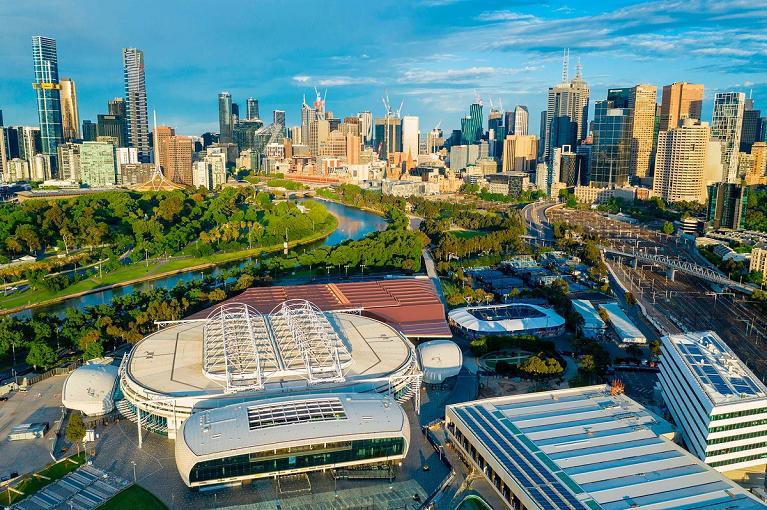 Melbourne Park e Skyline