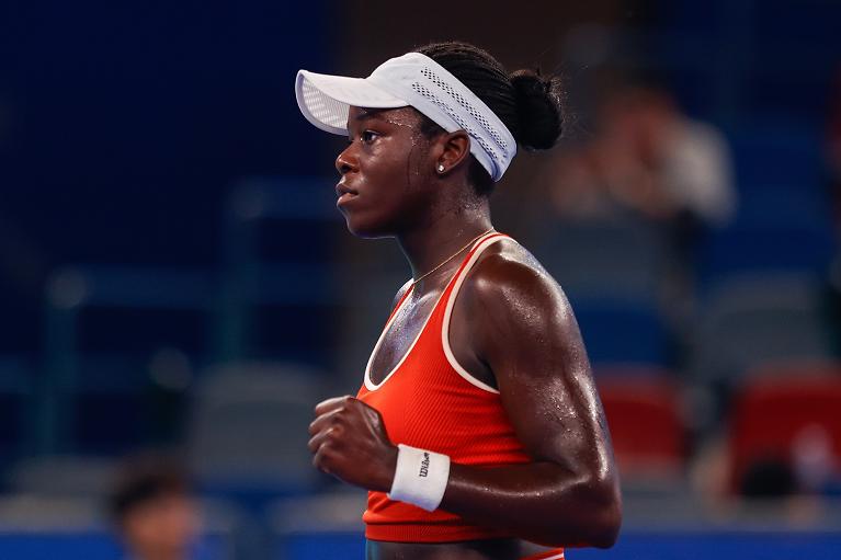 La grinta della canadese (classe 2006) Victoria Mboko (foto Getty Images)