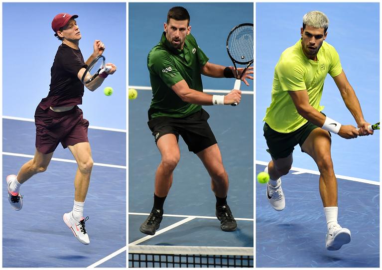 Jannik Sinner, Novak Djokovic e Carlos Alcaraz (Getty Images)