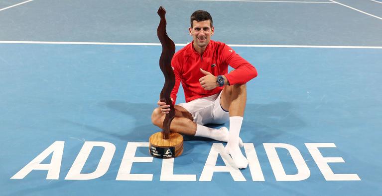 Novak Djokovic vincitore nel 2023 dell'Adelaide International (getty)