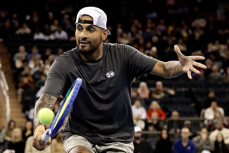 Nick Kyrgios durante un match d'esibizione (Getty)